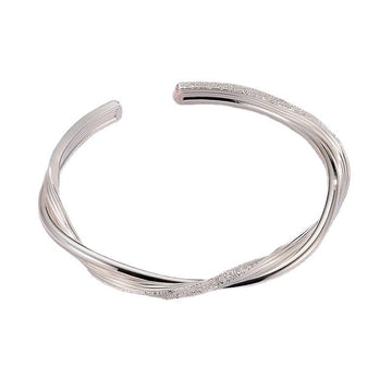 Buy Women's White Copper Silver-Plated Twist Bracelet - Elegant Jewelry