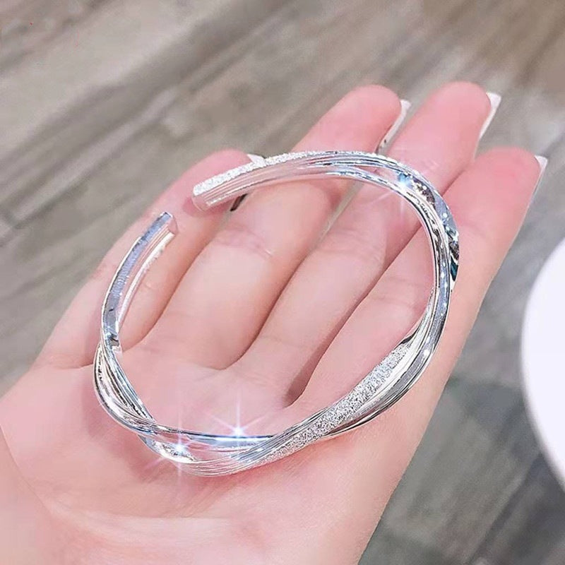 Buy Women's White Copper Silver-Plated Twist Bracelet - Elegant Jewelry
