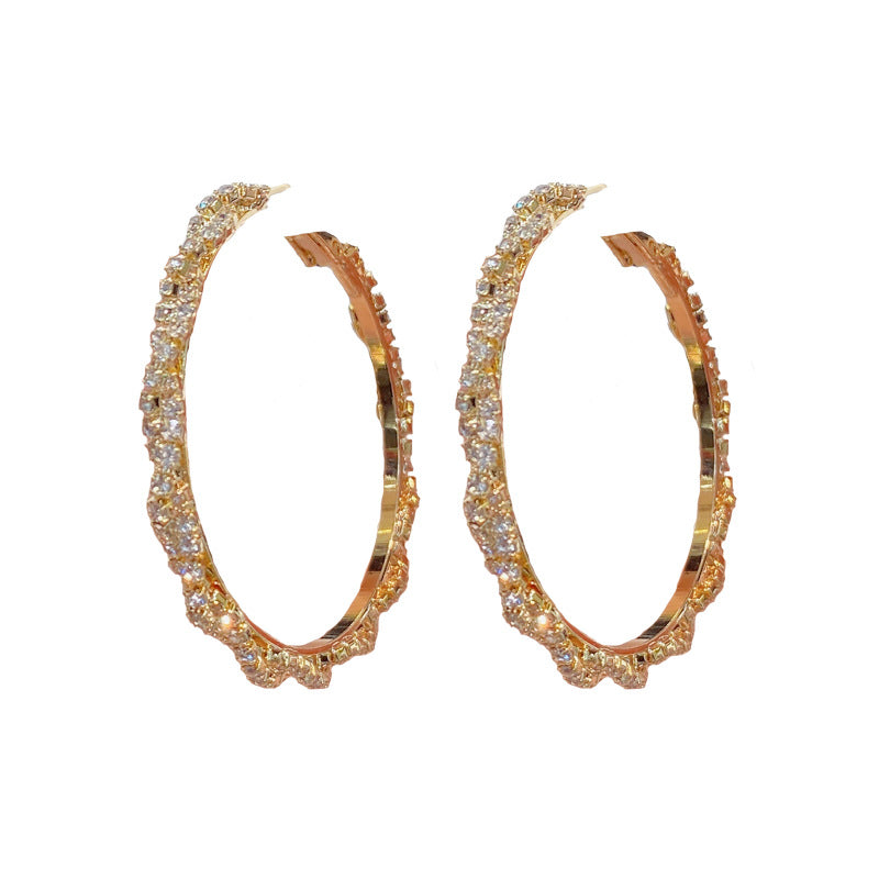 Rhinestone Winding Big Ear Ring - Luxurious Statement Jewelry