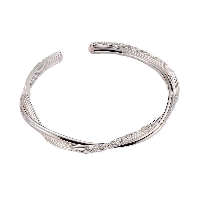 Buy Women's White Copper Silver-Plated Twist Bracelet - Elegant Jewelry
